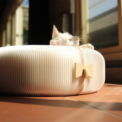 洛陽紙櫃《柿餅》蜂巢紙貓床 白色