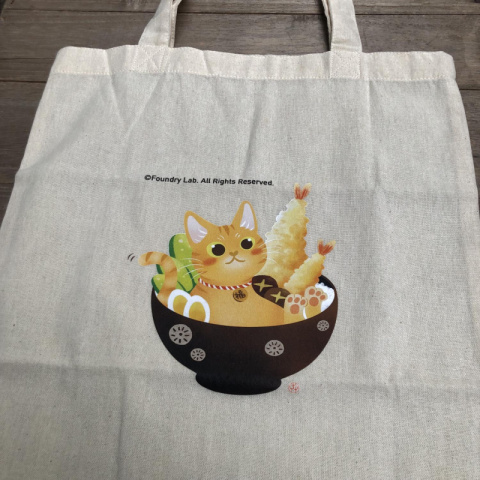 《橘貓丼飯》插畫購物提袋 輕薄棉布