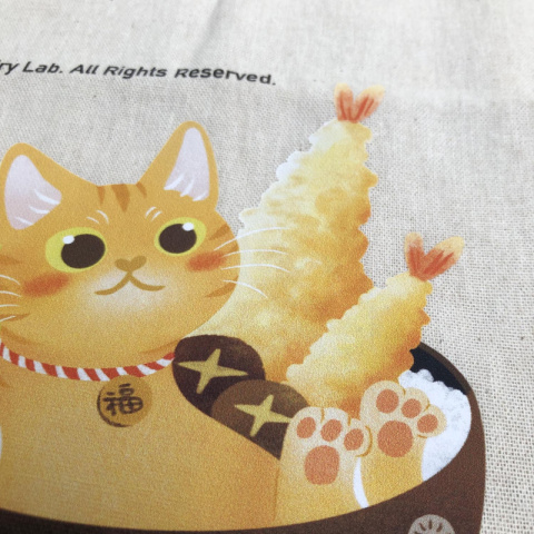 《橘貓丼飯》插畫購物提袋 輕薄棉布