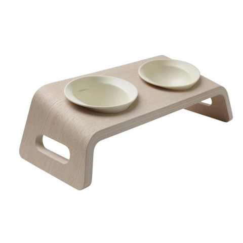 KARIMOKU CAT TABLE 貓碗架（栗木與染白色）