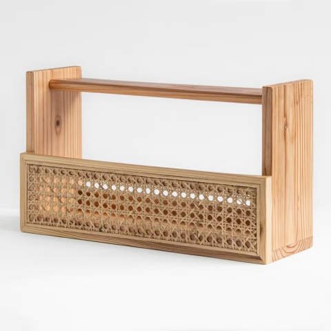 實木籐編增量雙層置物架 柳衫