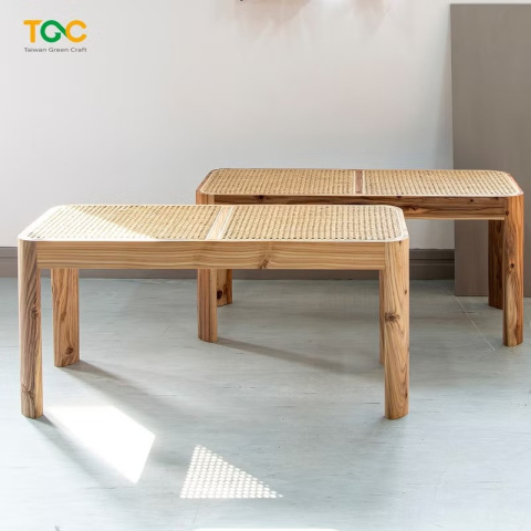 土與木之間 - 《Corner》H42實木藤編長凳