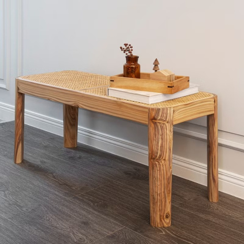 土與木之間 - 《Corner》H42實木藤編長凳