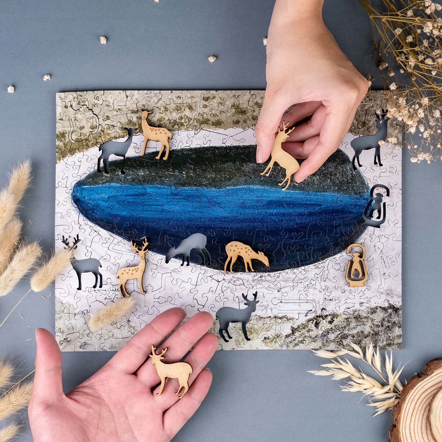 hellofish 一年高山系列《三月嘉明湖》木質拼圖